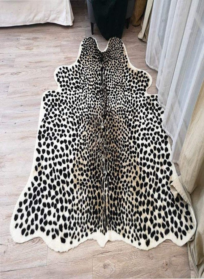 yingda1992 Leopard Print Rug Faux Fur Cheetah Rug Cowhide Animal Skin Mat Carpet for Office, Livingroom, Bedroom Non-Slip Home Decor 40x37Inch/ 3.2x3.1Ft - Image 1